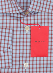 Kiton Light Blue Check Cotton Shirt - Slim - (KT11162217) - Parent