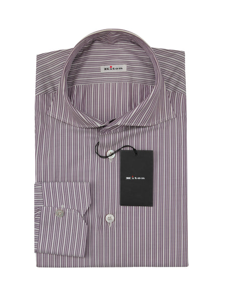 Kiton Purple Striped Cotton Shirt - Slim - (KT221239) - Parent
