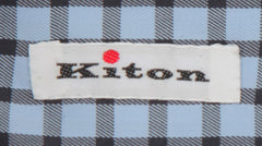 $600 Kiton Blue Check Cotton Shirt - Slim - (KT9122314) - Parent