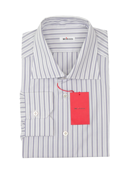 Kiton Blue Striped Cotton Shirt - Slim - (KT11162215) - Parent