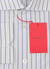 Kiton Blue Striped Cotton Shirt - Slim - (KT11162215) - Parent