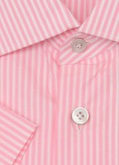 $600 Kiton Pink Striped Cotton Shirt - Slim - (KT912264) - Parent