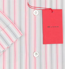 $600 Kiton Pink Striped Cotton Shirt - Slim - (KT912265) - Parent