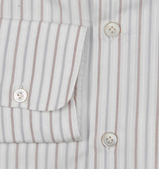 $600 Kiton White Striped Cotton Shirt - Slim - (KT2212318) - Parent
