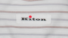 $600 Kiton White Striped Cotton Shirt - Slim - (KT2212318) - Parent