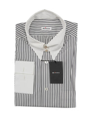 Kiton Black Striped Cotton Shirt - Slim - 15.75/40 - (KT222237)