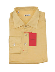 $600 Kiton Yellow Solid Cotton Popover Shirt - Slim - (KT9162612) - Parent