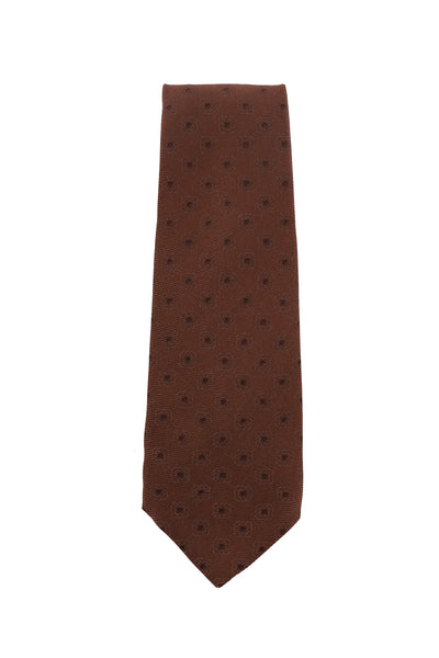 Kiton Dark Brown Foulard Silk Tie (1282)