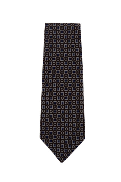 Kiton Brown Foulard Silk Tie (1246)