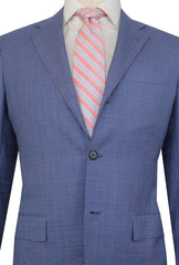 $8700 Kiton Blue Wool Plaid Suit - (FDL51257) - Parent