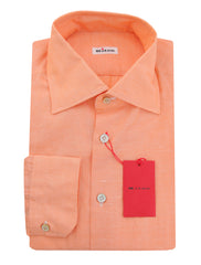 Kiton Orange Solid Cotton Blend Shirt - Slim - (KT1228236) - Parent