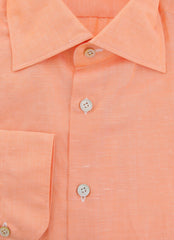 Kiton Orange Solid Cotton Blend Shirt - Slim - (KT1228236) - Parent