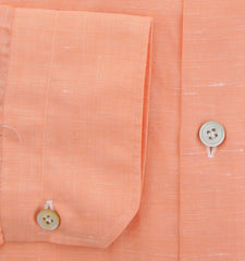 Kiton Orange Solid Cotton Blend Shirt - Slim - (KT1228236) - Parent