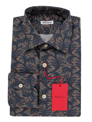 $600 Kiton Dark Blue Fancy Cotton Shirt - Slim - 15.5/39 - (KT916263)
