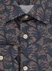 $600 Kiton Dark Blue Fancy Cotton Shirt - Slim - (KT916263) - Parent
