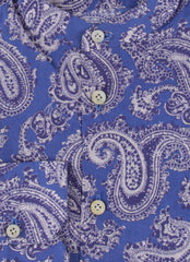 $600 Kiton Blue Paisley Cotton Shirt - Slim - (KT314262) - Parent