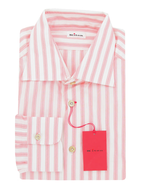 Kiton Pink Striped Cotton Shirt - Slim - (KT210241) - Parent