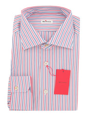 Kiton Pink Striped Cotton Shirt - Slim - 16.5/42 - (KT12122310)