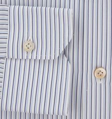 Kiton Blue Striped Cotton Shirt - Slim - (KT1130233) - Parent