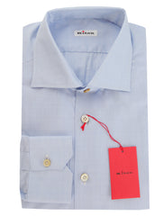 $600 Kiton Light Blue Plaid Cotton Shirt - Slim - 16/41 - (KT912267)