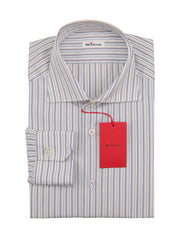 Kiton Light Blue Striped Cotton Shirt - Slim - (KT1116223) - Parent