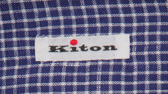 Kiton Dark Blue Check Linen Shirt - Slim - (KT12102211) - Parent