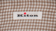 Kiton Light Brown Micro-Check Linen Shirt - Slim - (KT11162220) - Parent