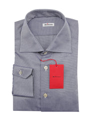 Kiton Dark Blue Solid Cotton Shirt - Slim - 15.5/39 - (KT1220226)