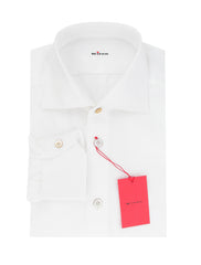 Kiton White Solid Cotton Shirt - Slim - 15.5/39 - (KT912239)