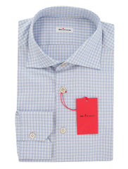 Kiton Light Blue Plaid Cotton Shirt - Slim - (KT210242) - Parent