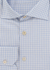 Kiton Light Blue Plaid Cotton Shirt - Slim - (KT210242) - Parent