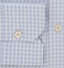 Kiton Light Blue Plaid Cotton Shirt - Slim - (KT210242) - Parent