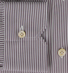 Kiton Brown Striped Cotton Shirt - Slim - (KT11222317) - Parent