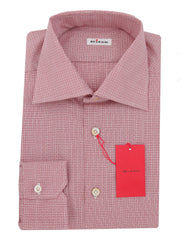Kiton Burgundy Red Check Cotton Shirt - Slim - 16/41 - (KT1212232)