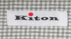 $600 Kiton Green Micro-Check Cotton Shirt - Slim - (KT11222313) - Parent
