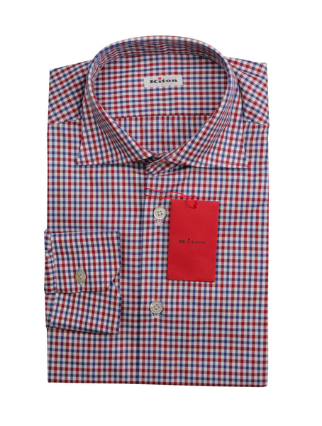 Kiton Red Plaid Cotton Shirt - Slim - (KT126226) - Parent