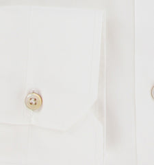 $800 Kiton White Solid Cotton Shirt - Slim - (KT4420261) - Parent