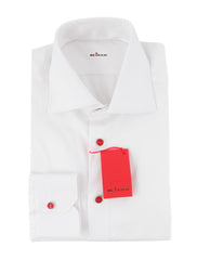$800 Kiton White Solid Cotton Shirt - Slim - (KT821252) - Parent