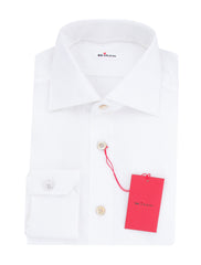 Kiton White Solid Cotton Shirt - Slim - 15.5/39 - (KT923232)