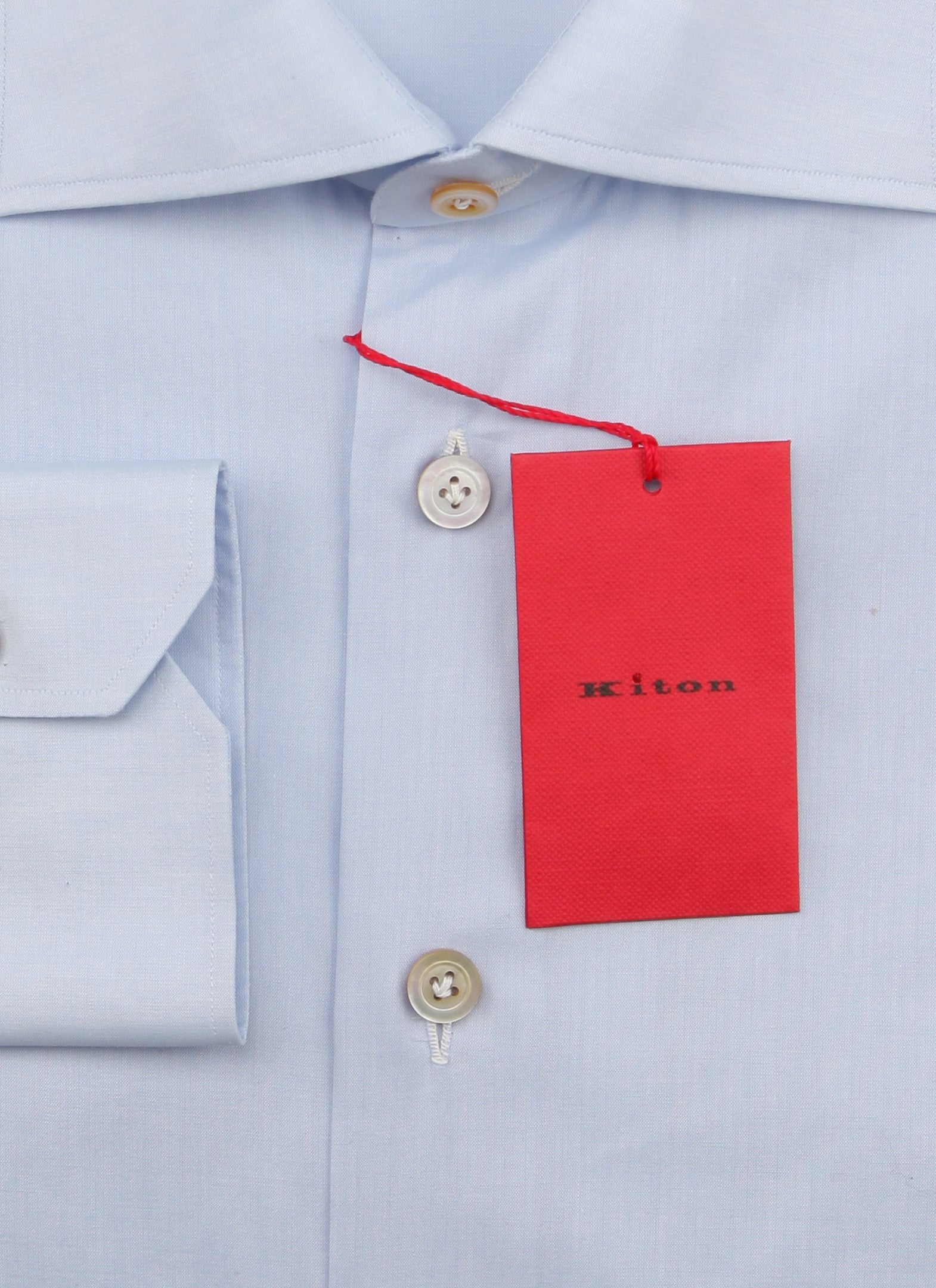 Kiton Light Blue Solid Cotton Shirt - Slim - (KT1220224) - Parent