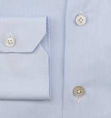 Kiton Light Blue Solid Cotton Shirt - Slim - (KT1220224) - Parent