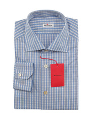 Kiton Light Blue Plaid Cotton Shirt - Slim - (KT1220221) - Parent