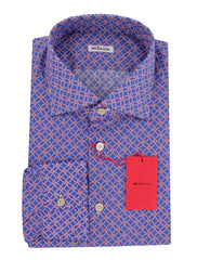 $600 Kiton Blue Fancy Cotton Shirt - Slim - (KT916267) - Parent