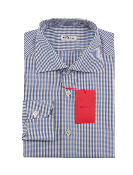 Kiton Blue Plaid Cotton Shirt - Slim - (KT12202210) - Parent