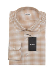 Kiton Light Brown Check Cotton Shirt - Slim - 16/41 - (KT1116222)