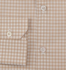 Kiton Light Brown Check Cotton Shirt - Slim - (KT1116222) - Parent