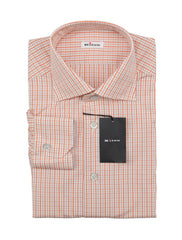 Kiton Orange Plaid Cotton Shirt - Slim - 18/45 - (KT1182217)