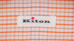 Kiton Orange Plaid Cotton Shirt - Slim - (KT1182217) - Parent