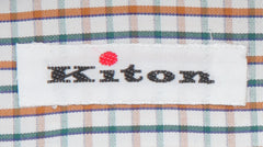 $600 Kiton Brown Plaid Cotton Shirt - Slim - (KT210246) - Parent