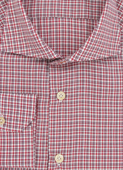 Kiton Burgundy Red Plaid Cotton Shirt - Slim - (KT12122314) - Parent